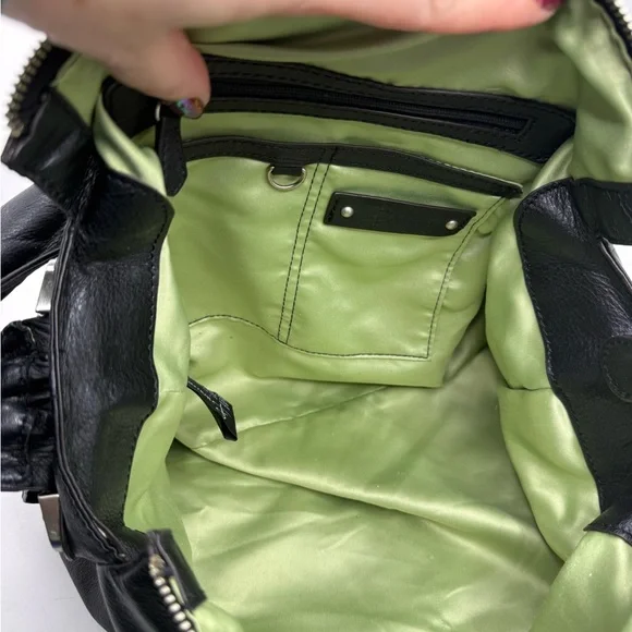 B. Makowsky Black Leather Shoulder Bag Slouchy Hobo Soft Pebbled Leather - Picture 13 of 15